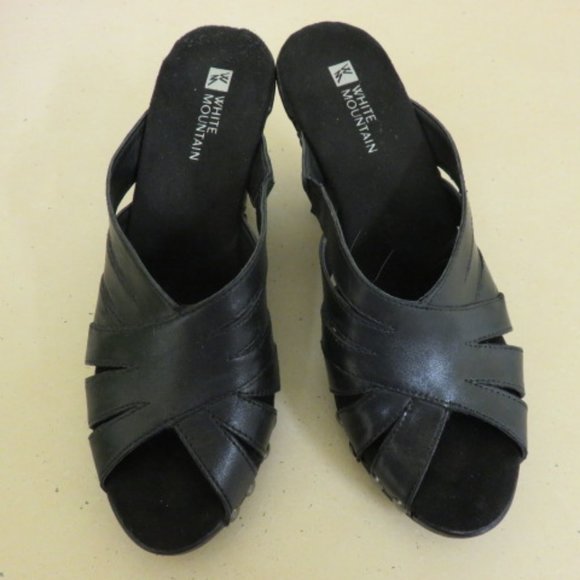 WHITE MOUNTAIN BLACK LEATHER UPPER CLOG/ SIZE 7 - Picture 2 of 8